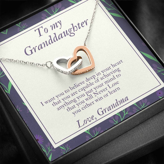 To My Granddaughter - I Want You To Believe - Interlocking Hearts Necklace
