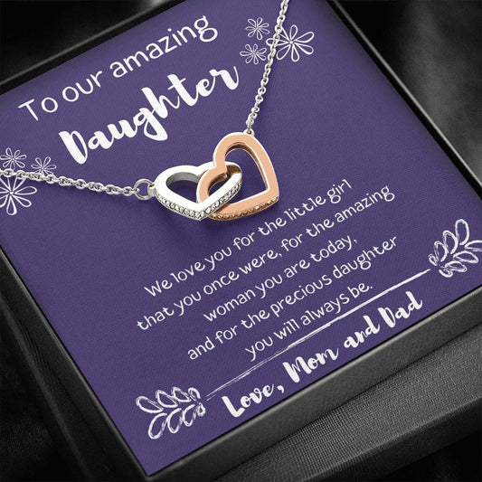 To Our Amazing Daughter - We Love You - Interlocking Hearts Necklace