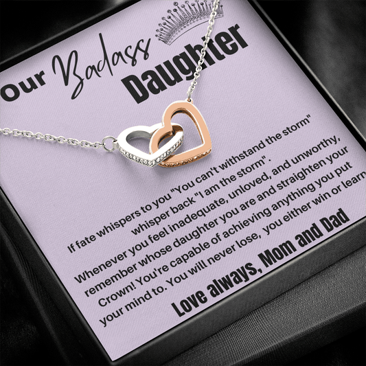 To Our Badass Daughter - If Fate - Interlocking Hearts Necklace