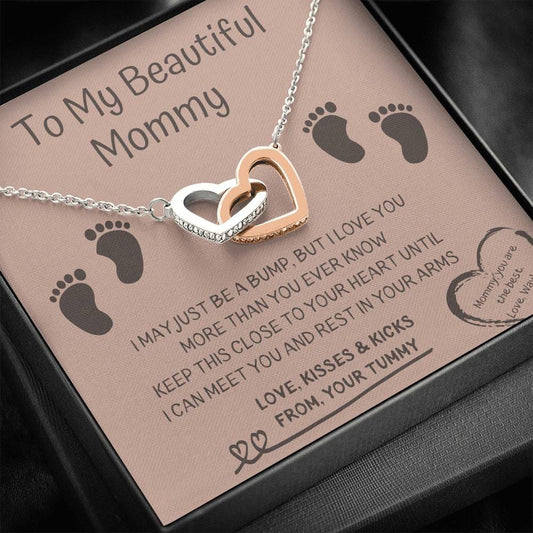 To My Beautiful Mommy - Personalized - Interlocking Hearts Necklace