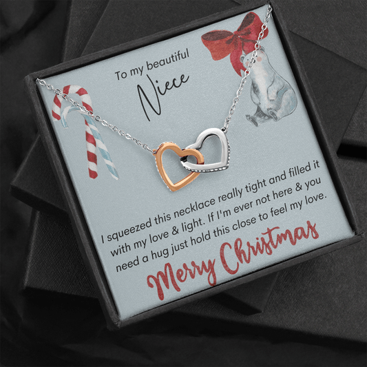 To My Beautiful Niece - Merry Christmas - Interlocking Hearts Necklace