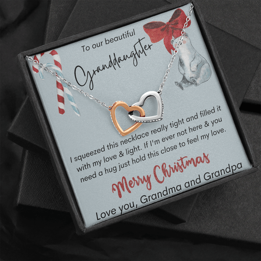 To Our Beautiful Granddaughter - Merry Christmas - Interlocking Hearts Necklace