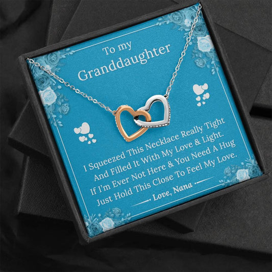 To My Granddaughter - Feel My Love - Interlocking Hearts Necklace