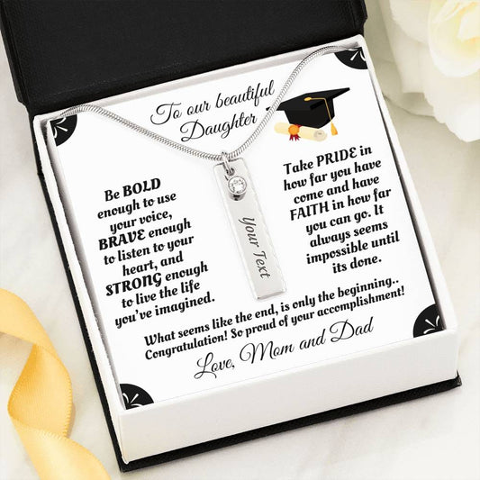 To Our Beautiful Daughter - So Proud Of Your Accomplishment - Birthstone Name Necklace