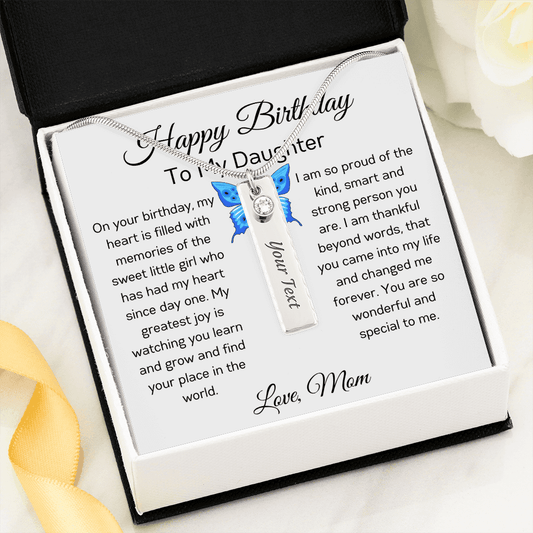 Happy Birthday - To My Daughter - Birthstone Name Necklace