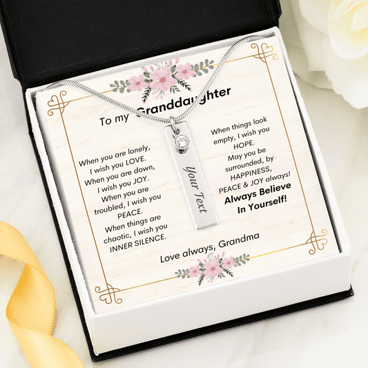 To My Granddaughter - Always Believe In Yourself - Birthstone Name Necklace