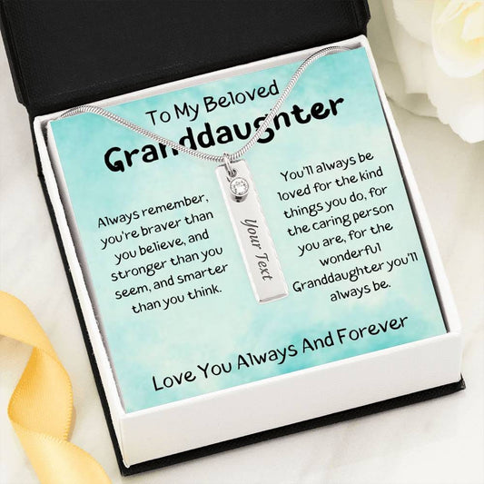 To My Beloved Granddaughter - Love you Always And Forever - Birthstone Name Necklace