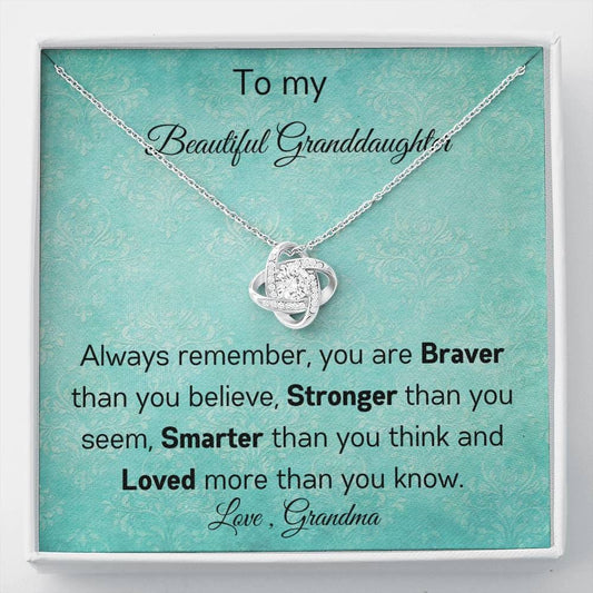 To My Beautiful Granddaughter - Always Remember - Love Knot Necklace
