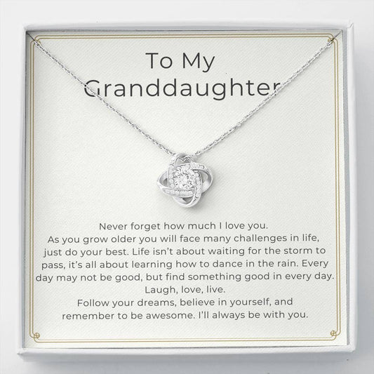 To My Granddaughter - Never Forget - Love Knot Necklace