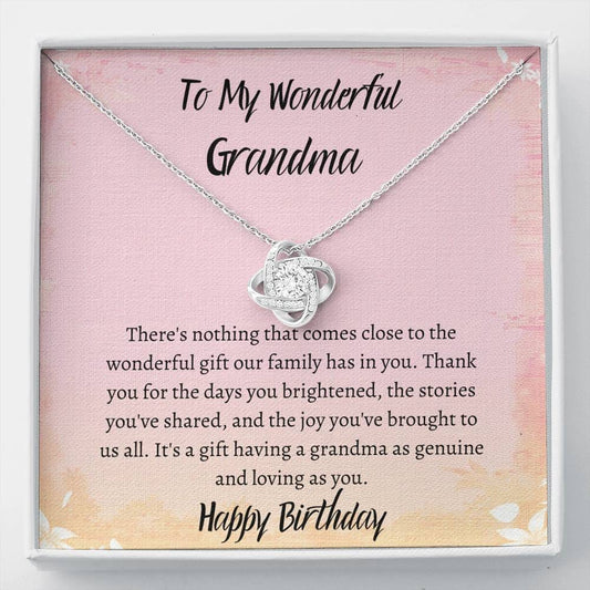 To My Wonderful Grandma - Happy Birthday - Love Knot Necklace