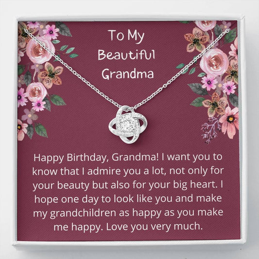 To My Beautiful Grandma - Happy Birthday - Love Knot Necklace