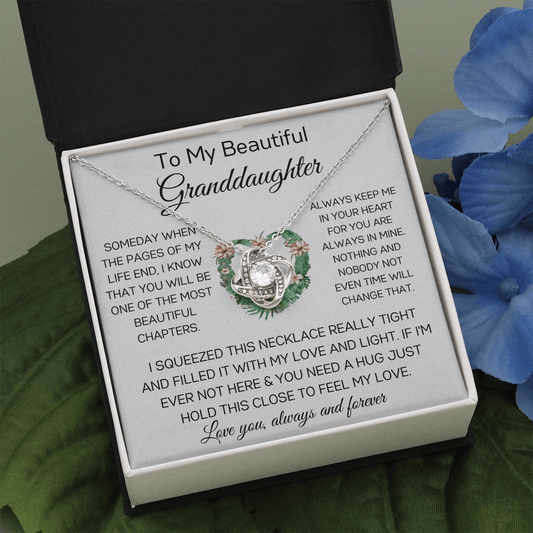 To My Beautiful Granddaughter - Someday When The Pages - Love Knot Necklace