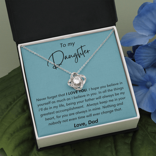 To My Daughter - Never Forget - Love Knot Necklace