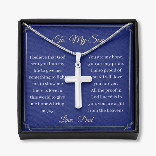 To My Son - I Believe that God - Cross Necklace From Dad