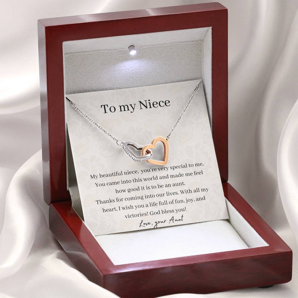 To My Niece - Thanks For Coming Into Our Lives - Interlocking Hearts Necklace