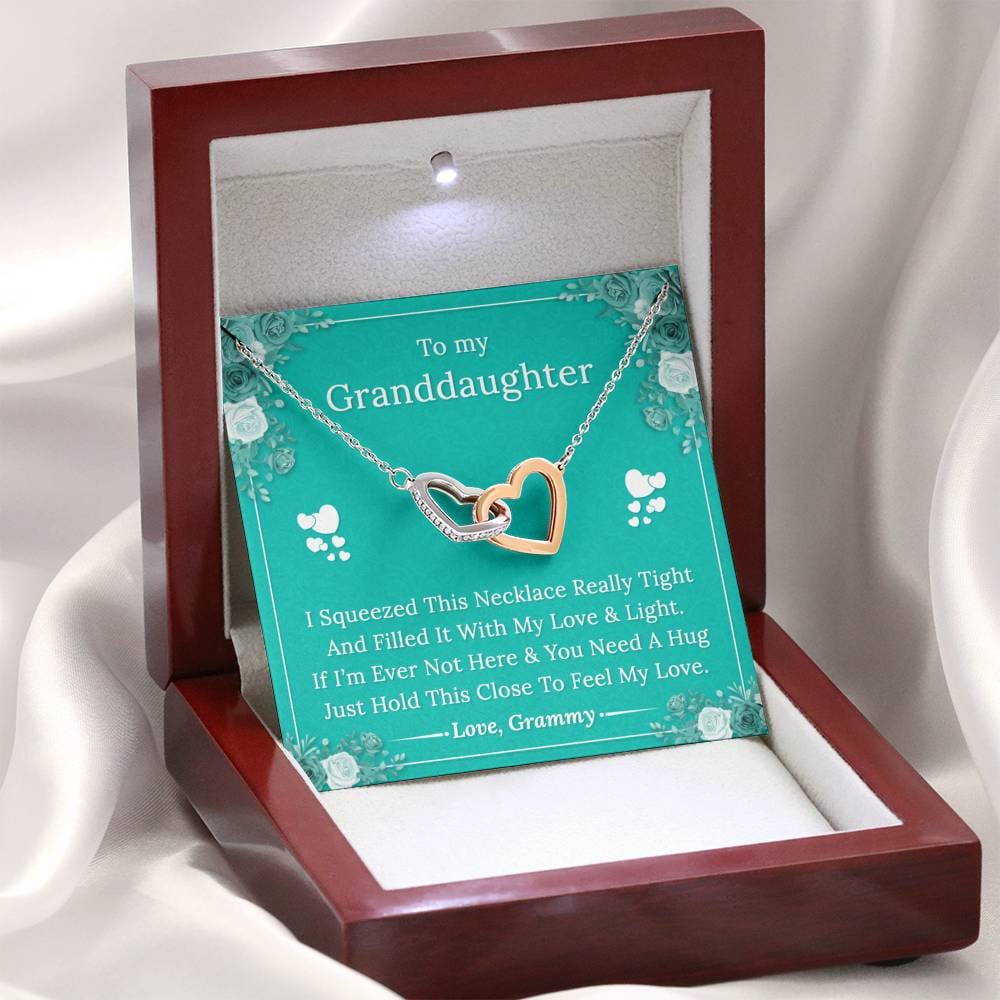 To My Granddaughter - Love Grammy - Interlocking Hearts Necklace
