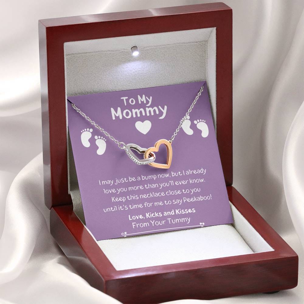 To My Mommy - I May Just Be A Bump - Interlocking Heart Necklace