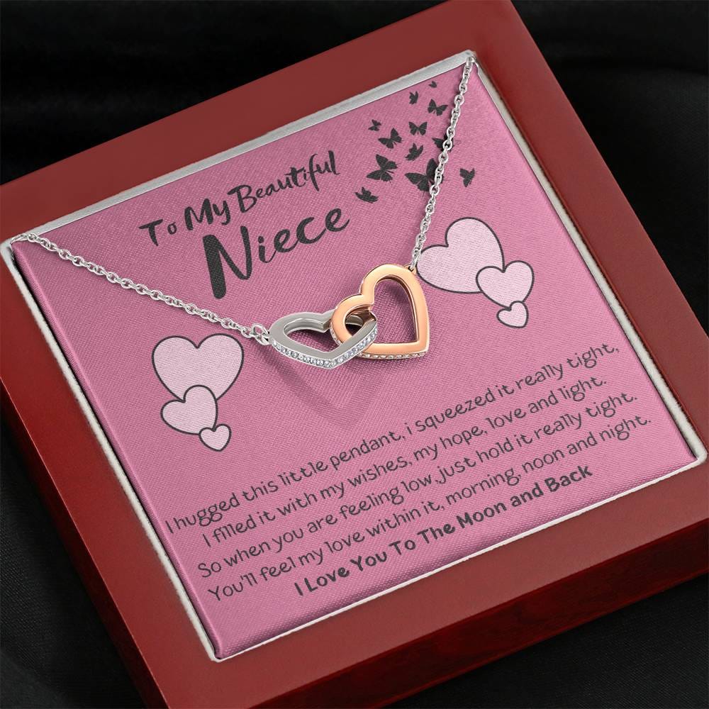 To My Beautiful Niece - Feel My Love - Interlocking Hearts Necklace