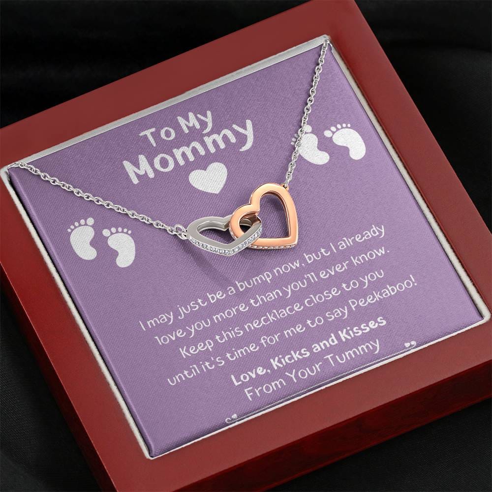To My Mommy - I May Just Be A Bump - Interlocking Heart Necklace