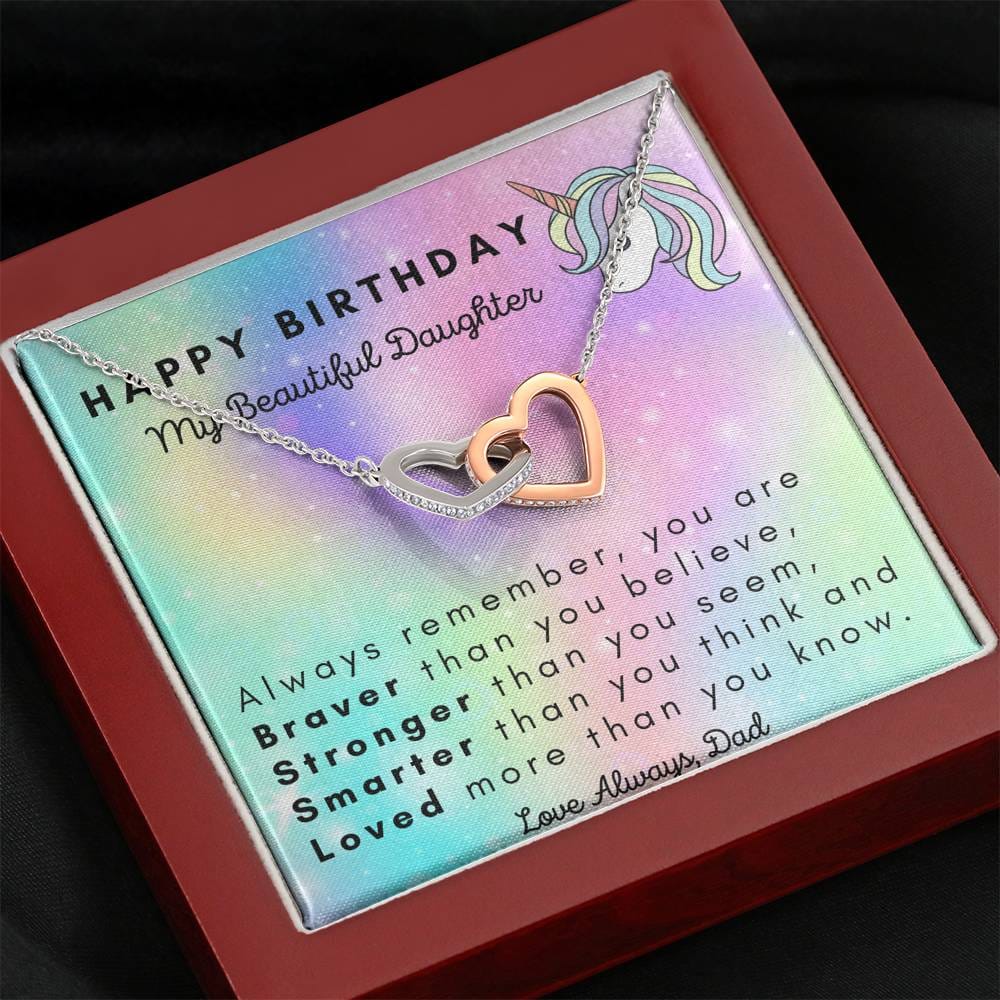 Happy Birthday My Beautiful Daughter - Interlocking Hearts Necklace