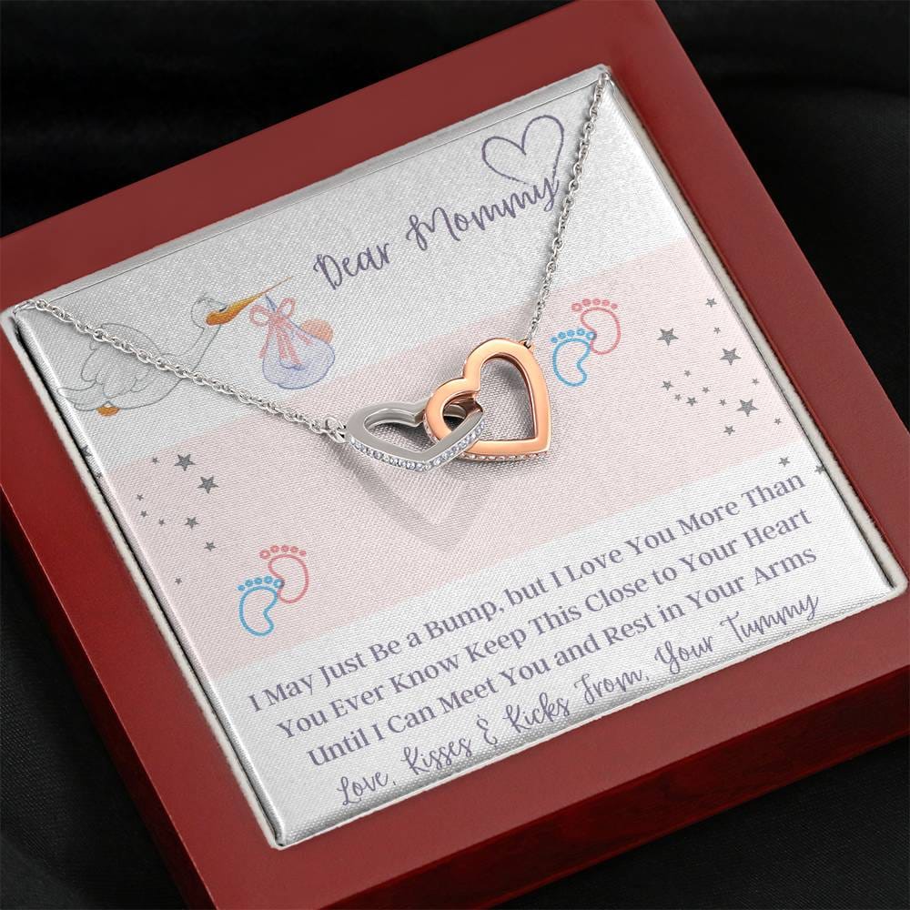 Dear Mommy - I May Just Be A Bump - Interlocking Hearts Necklace