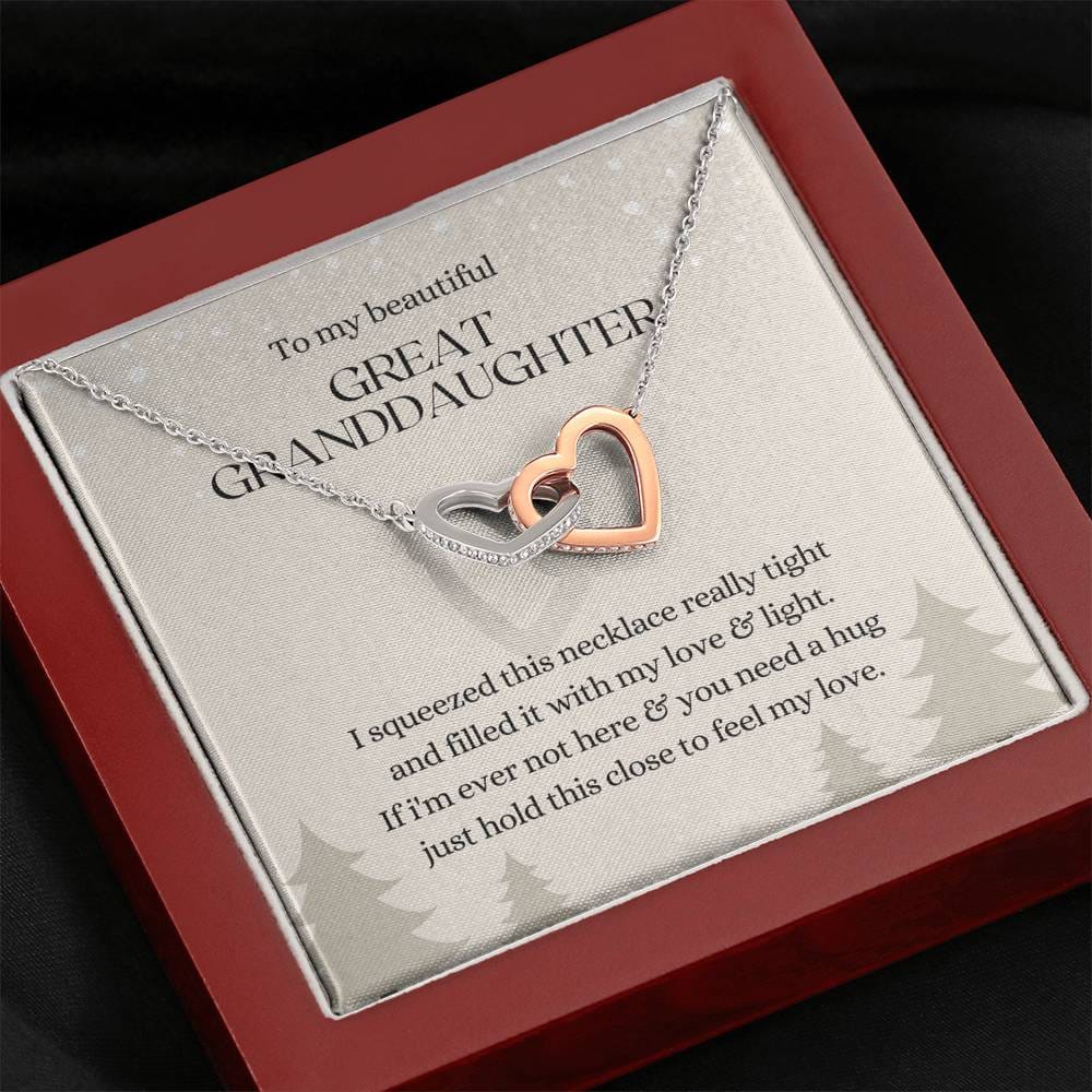 To My Beautiful Great Granddaughter - Feel My Love - Interlocking Hearts Necklace