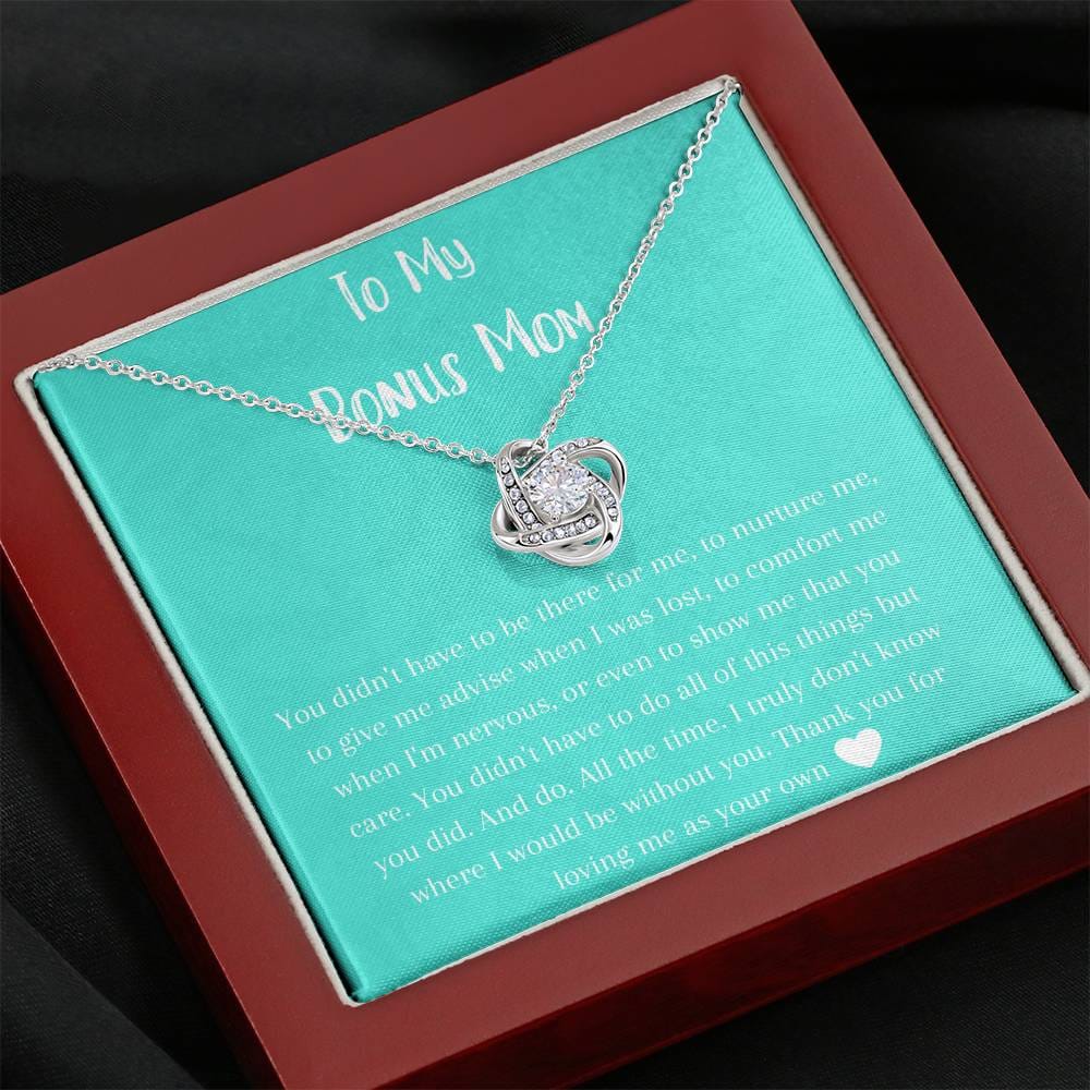 To My Bonus Mom - Love Knot Necklace -Mint Green
