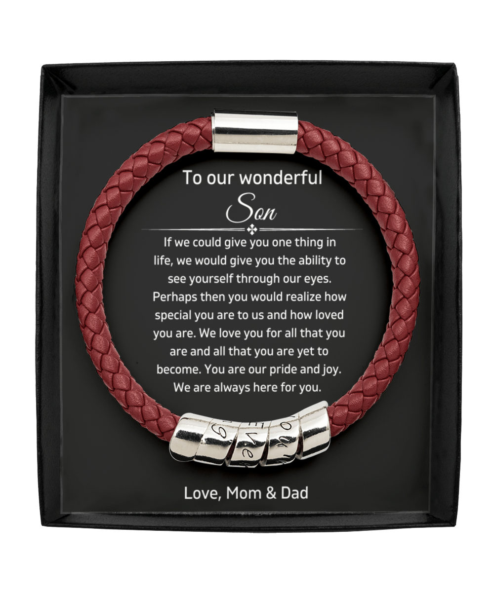 To Our Wonderful Son - You Are Our Pride And Joy - Vegan Leather Bracelet