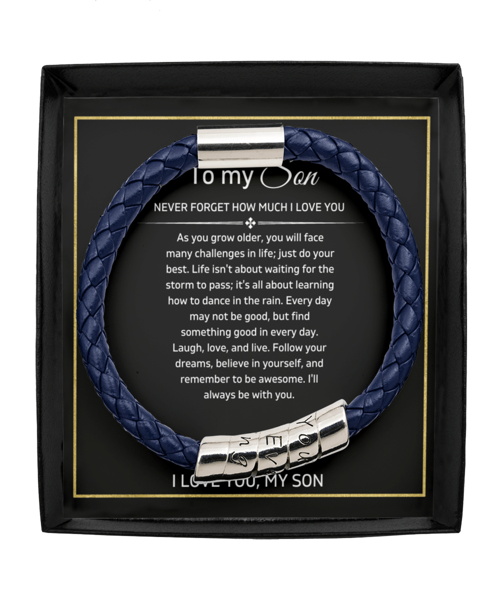 To My Son - Never Forget - Vegan Leather Bracelet