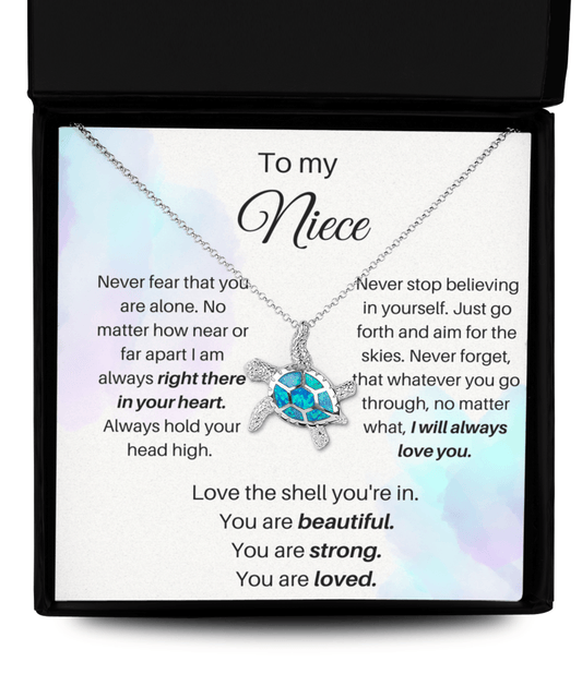 To My Niece - Love The Shell You're In - Opal Turtle Necklace