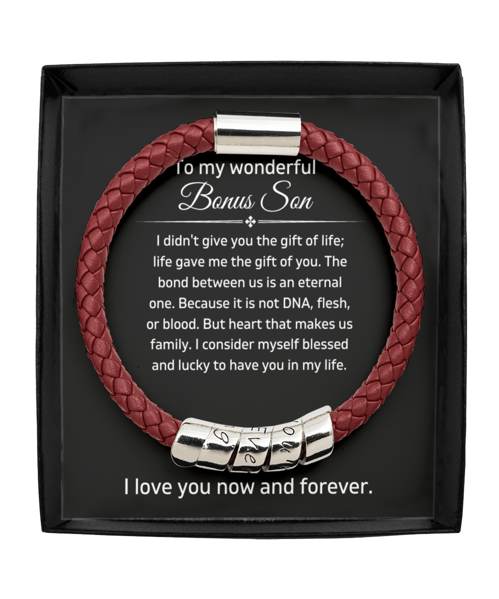 To My Wonderful Bonus Son - Gift Of Life - Vegan Leather Bracelet