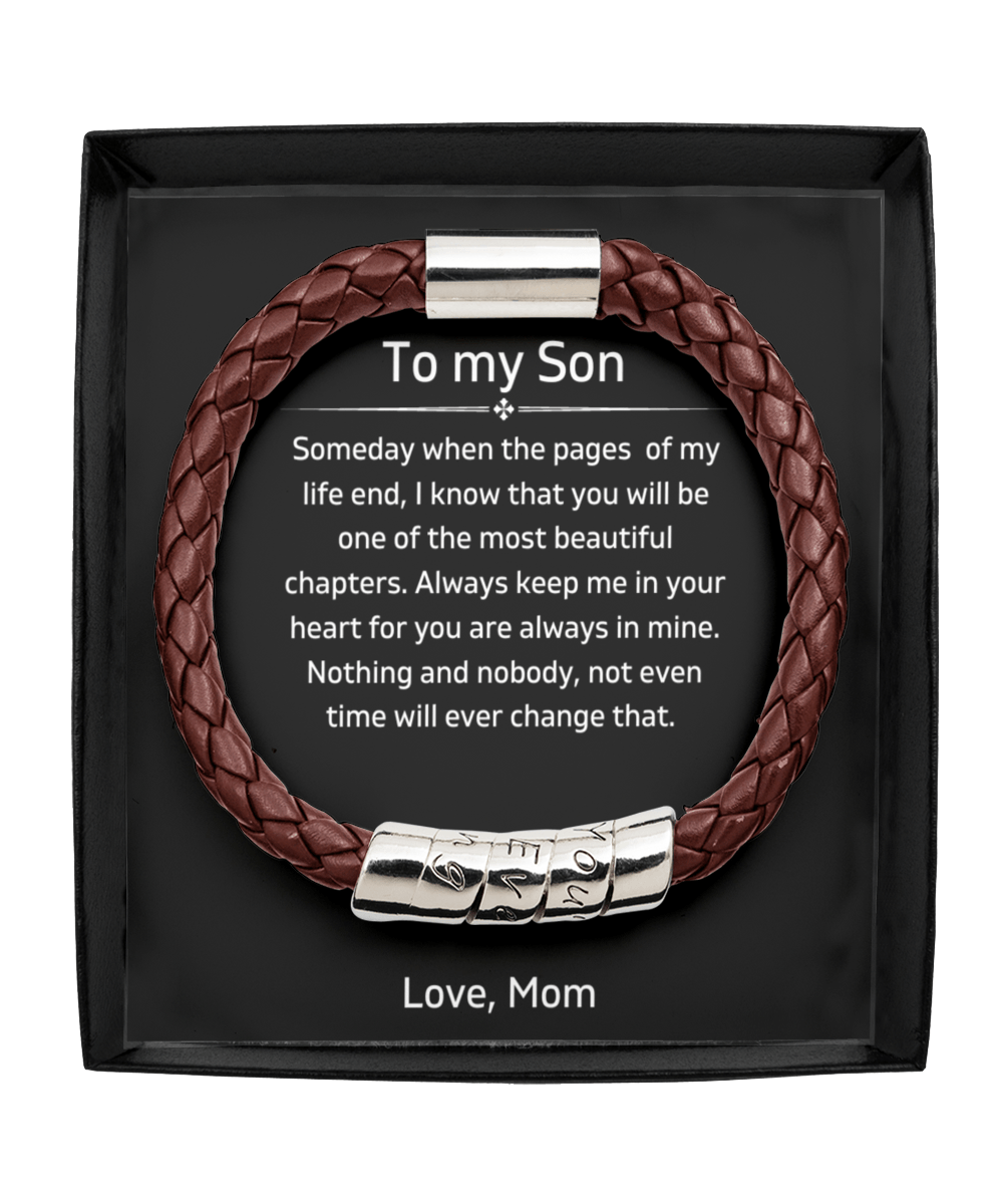 To My Son - Always Keep Me In Your Heart - Vegan Leather Bracelet