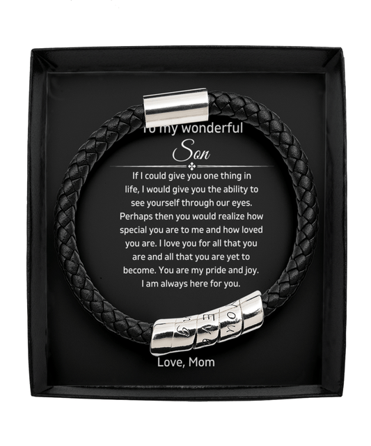 To My Wonderful Son - If I Could Give You One Thing In Life - Vegan Leather Bracelet
