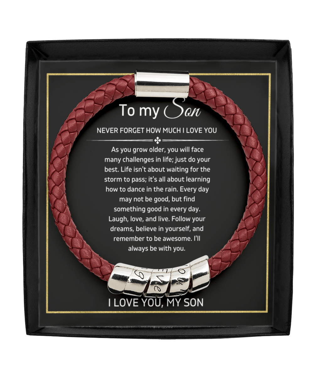 To My Son - Never Forget - Vegan Leather Bracelet