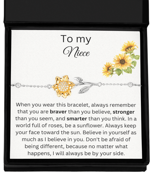 To My Niece - I Will Always Be By Your Side - Sunflower Bracelet