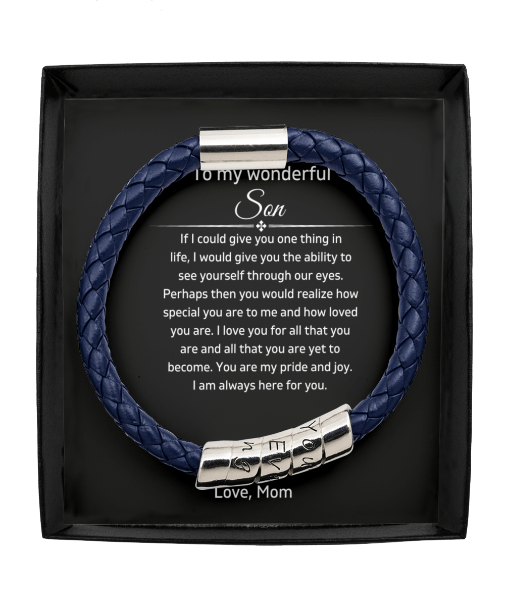 To My Wonderful Son - If I Could Give You One Thing In Life - Vegan Leather Bracelet