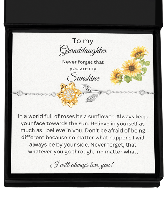 To My Granddaughter - You Are My Sunshine - Sunflower Bracelet