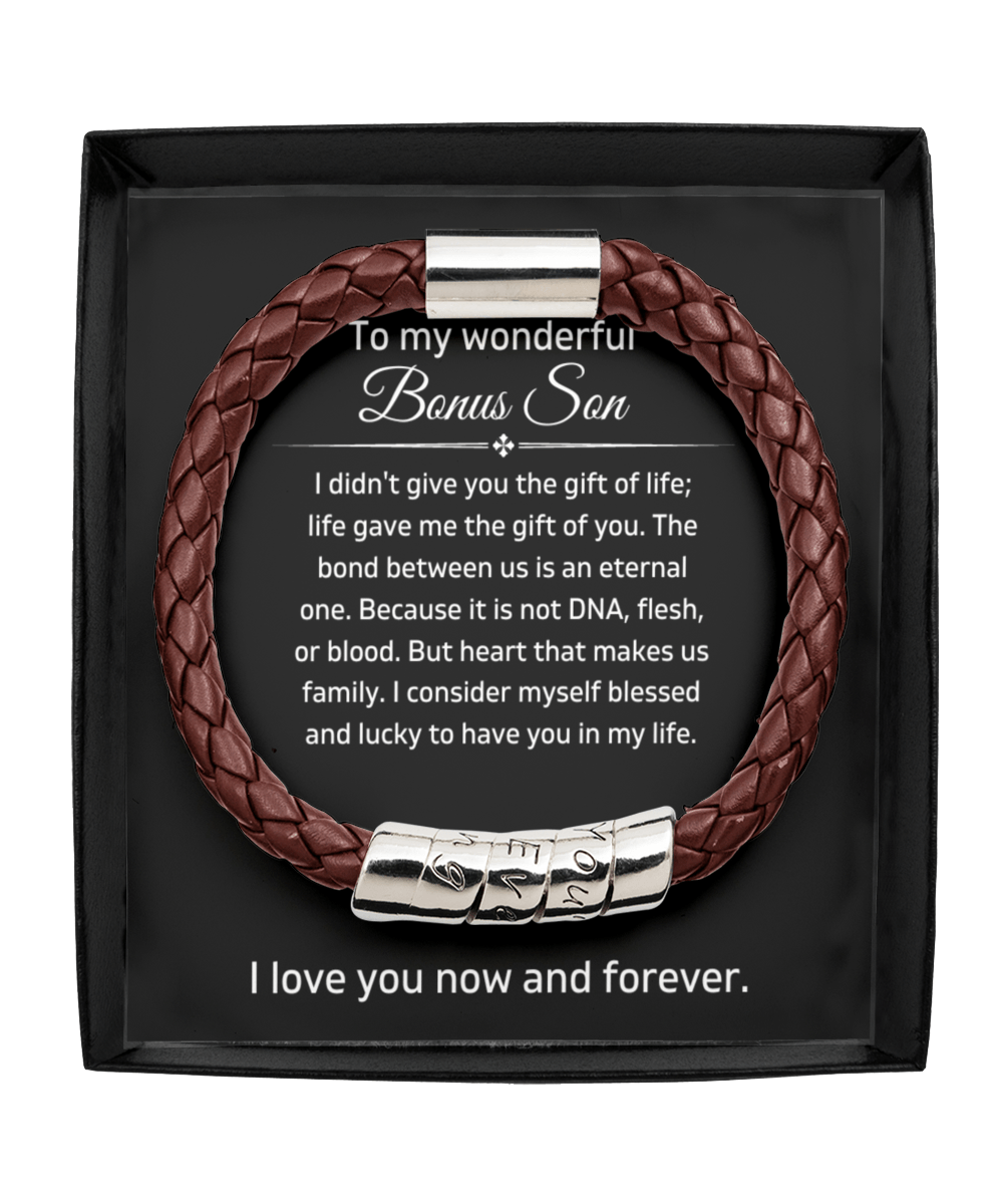 To My Wonderful Bonus Son - Gift Of Life - Vegan Leather Bracelet