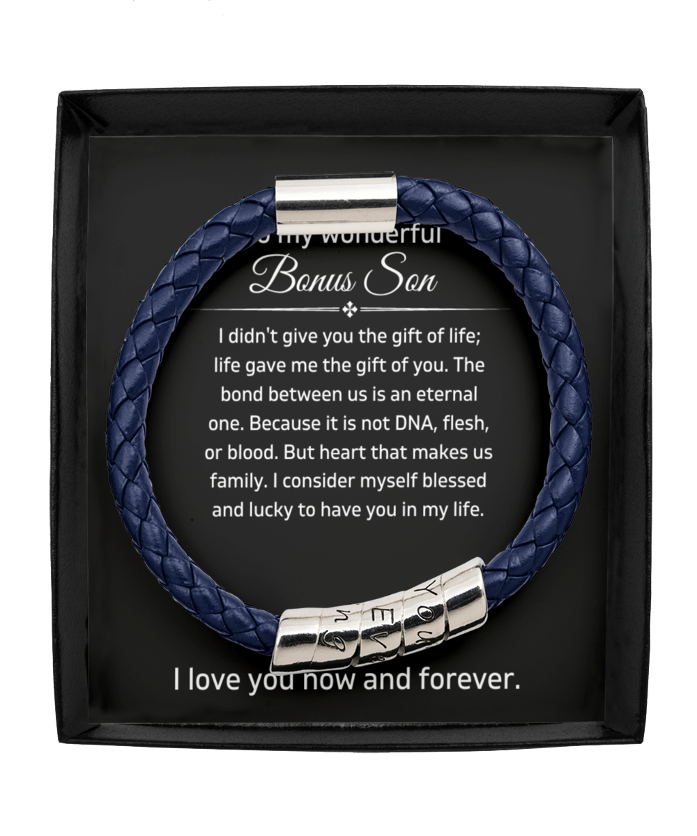 To My Wonderful Bonus Son - Gift Of Life - Vegan Leather Bracelet