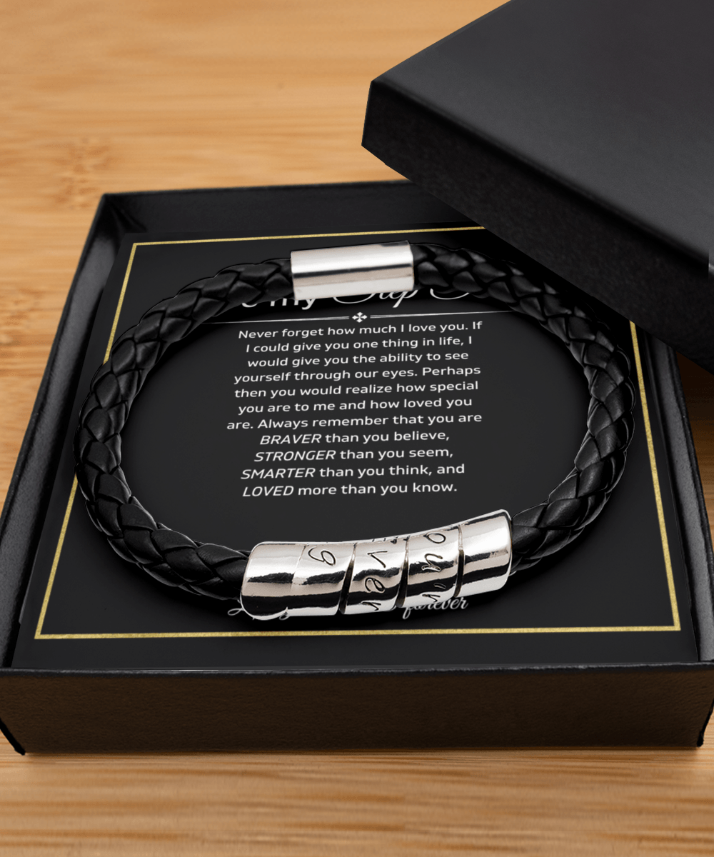 To My Step Son - Never Forget - Vegan Leather Bracelet