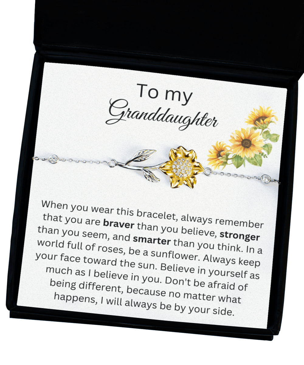 To My Granddaughter - I Will Always Be By Your Side - Sunflower Bracelet
