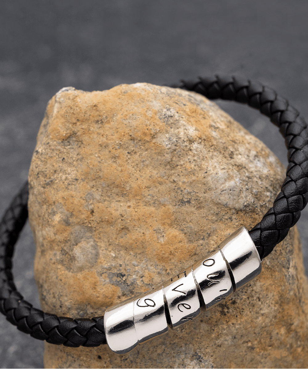 To My Son - Never Fear - From Mom - Vegan Leather Bracelet