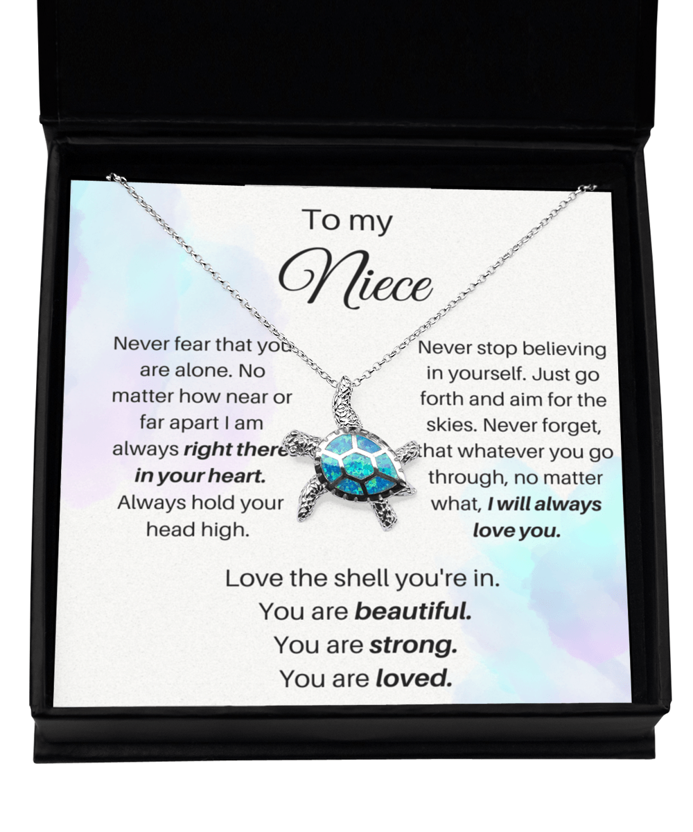 To My Niece - Love The Shell You're In - Opal Turtle Necklace