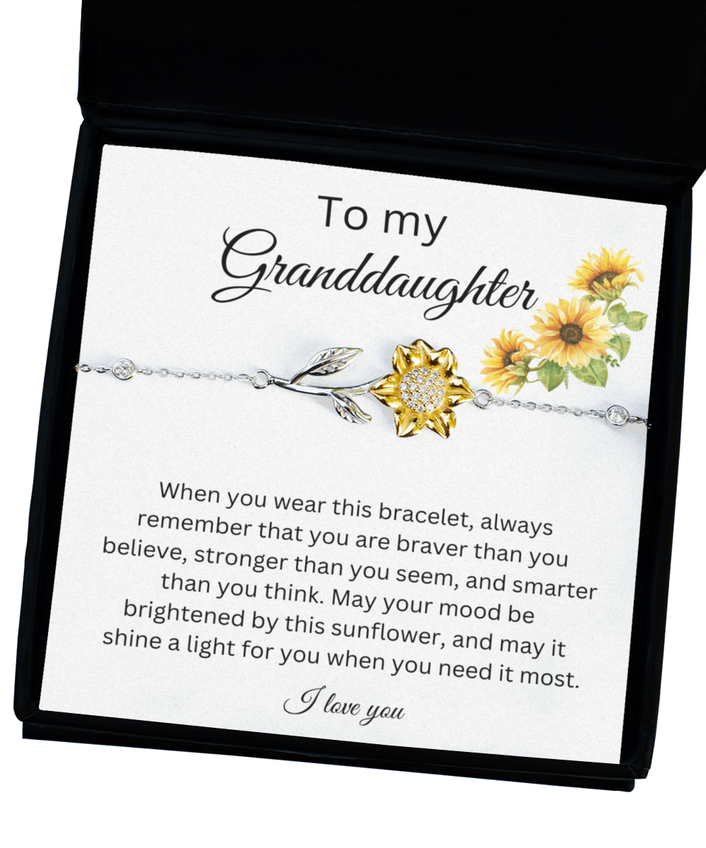 To My Granddaughter - Shine A light - Sunflower Bracelet