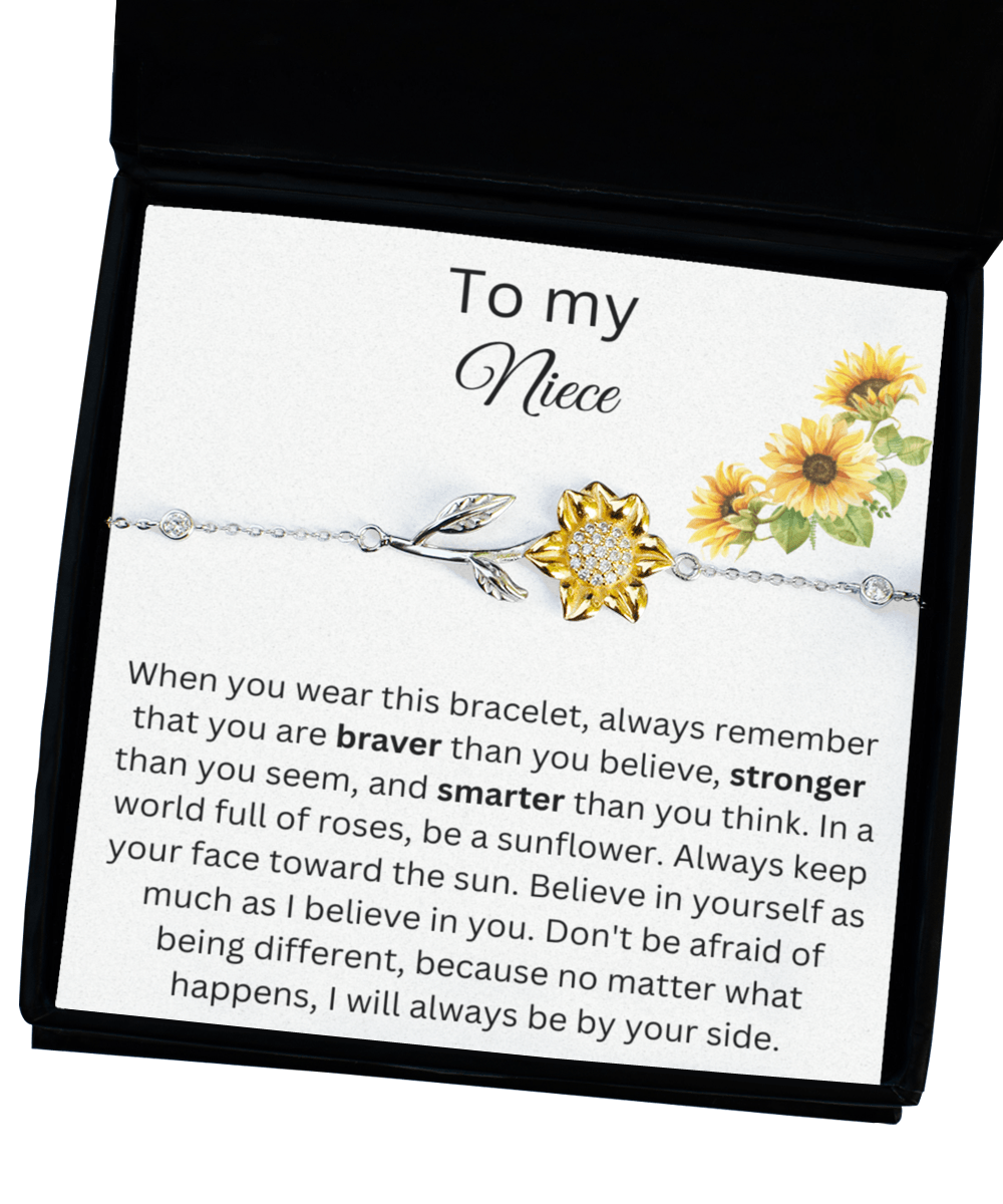 To My Niece - I Will Always Be By Your Side - Sunflower Bracelet