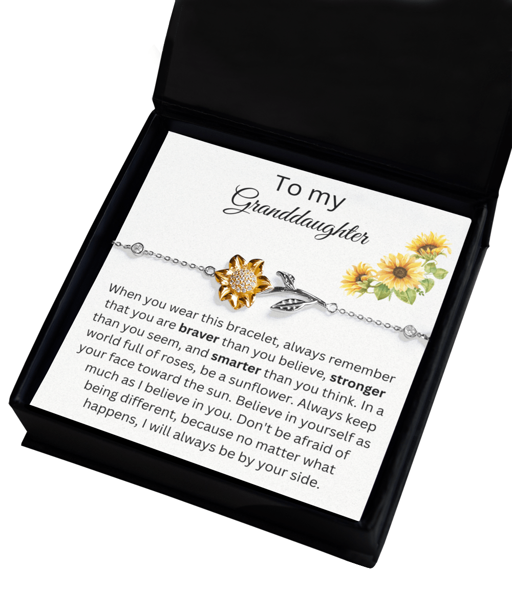 To My Granddaughter - I Will Always Be By Your Side - Sunflower Bracelet