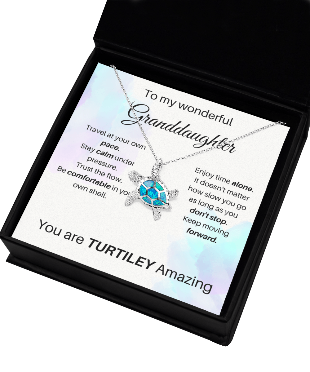 To My Wonderful Granddaughter - You Are Turtiley Amazing - Opal Turtle Necklace